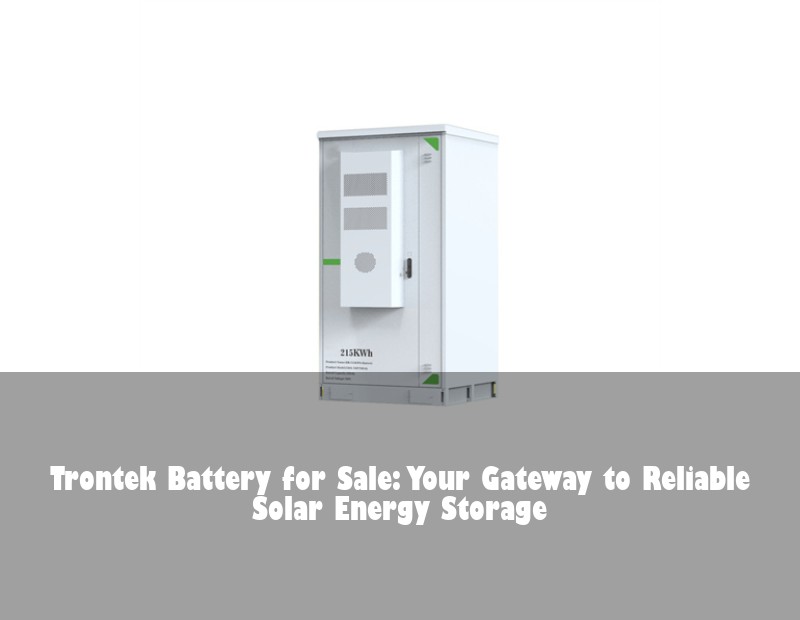 Trontek Battery for Sale: Your Gateway to Reliable Solar Energy Storage